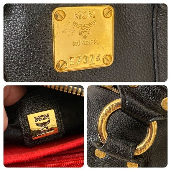 MCM Pebbled Leather Boston Handbag 👜 22cm - Picture 7 of 17